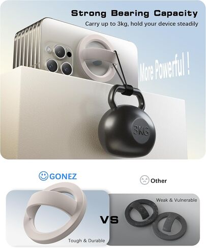 قبضة هاتف مغناطيسية من GONEZ متوافقة مع MagSafe، قبضة حلقة سيليكون قابلة للإزالة، حامل حلقة الهاتف لظهر الهاتف لسلسلة iPhone 17/16/15/14/13/12، حجري in Kuwait