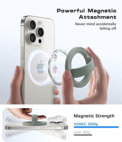 GONEZ Magnetic Phone Grip Compatible with MagSafe, Removable Silicone Loop Grip, Phone Ring Holder for Back of Phone for iPhone 17/16/15/14/13/12 Series, Stone in Saudi Arabia