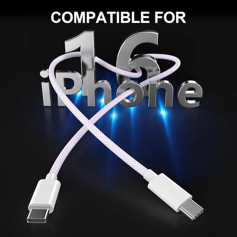 [MFi Certified] 10FT Long USB C to USB C Charging Cable Cord for iPhone 16/16 Plus/16 Pro/16 Pro Max/15/15 Plus/15 Pro/15 Pro Max/Galaxy/Pixel, 60W Woven iPhone 16 Charger Cord, Purple in Saudi Arabia