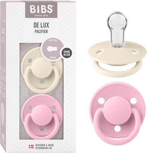 BIBS Pacifiers - De Lux Collection | BPA-Free Baby Pacifier | Made in Denmark | Set of 2 Ivory/Sage Color Premium Soothers | Size One Size in Saudi Arabia