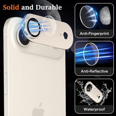واقي عدسة الكاميرا لهاتف iPhone Air، [مضاد للخدش] [صديق للحافظة] [ملمس متجمد]، سبيكة ألومنيوم معدنية + زجاج مقسى، واقي عدسة لهاتف iPhone 17 Air - ذهبي تيتانيوم in Kuwait