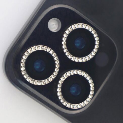 واقي عدسة الكاميرا لهاتف iPhone 16 / iPhone 16 Plus Bling Diamond حلقة معدنية من حجر الراين اللامع جوهرة من الزجاج المقوى ملحقات غطاء العدسة (فضي، لهاتف iPhone 16/16 Plus) in Saudi Arabia