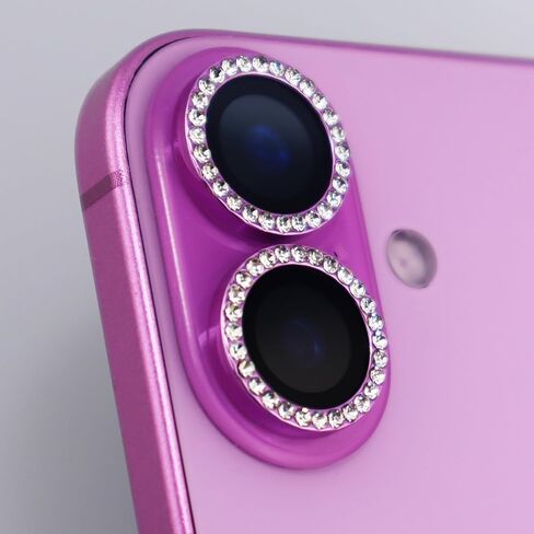 واقي عدسة الكاميرا لهاتف iPhone 16 / iPhone 16 Plus Bling Diamond حلقة معدنية من حجر الراين اللامع جوهرة من الزجاج المقوى ملحقات غطاء العدسة (فضي، لهاتف iPhone 16/16 Plus) in Kuwait