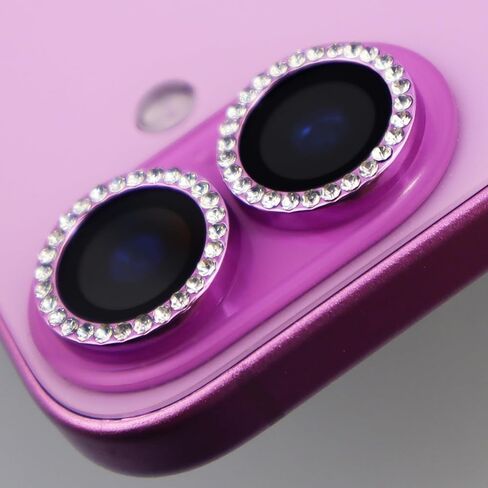 واقي عدسة الكاميرا لهاتف iPhone 16 / iPhone 16 Plus Bling Diamond حلقة معدنية من حجر الراين اللامع جوهرة من الزجاج المقوى ملحقات غطاء العدسة (فضي، لهاتف iPhone 16/16 Plus) in Kuwait
