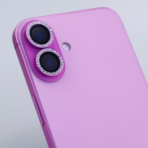واقي عدسة الكاميرا لهاتف iPhone 16 / iPhone 16 Plus Bling Diamond حلقة معدنية من حجر الراين اللامع جوهرة من الزجاج المقوى ملحقات غطاء العدسة (فضي، لهاتف iPhone 16/16 Plus) in Kuwait