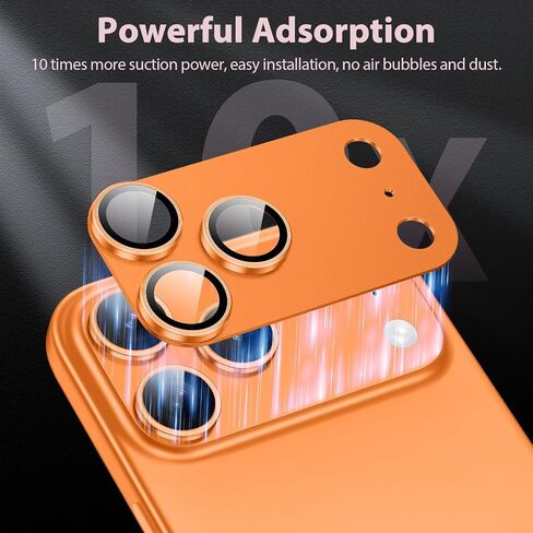 for iPhone 17 Pro Max Camera Lens Protector [Anti-Scratch] [Ultra HD Clear] [Strong Adhesion] Metal Aluminum Alloy Tempered Glass Camera Screen Cover(Cosmic Orange) in Kuwait