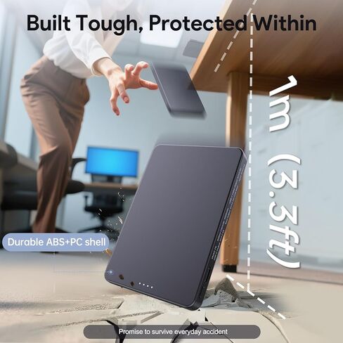 weetla Ultra-Slim Magnetic Mini Power Bank, 5000mAh - Thinnest & Lightest, Charge-Card Sized Portable Charger - Built-in USB C Cable for iPhone 17/16/15 & Android - Perfect Travel-Essentials (Black) in Kuwait