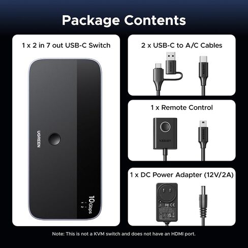 UGREEN 2-in 7-Out USB 3.2 Switch, 10 Gbps Switcher for A or C Computers Sharing All Devices(4 A+3 C) Keyboard Mouse Switch with Type C Converter Adapter,Power Adapter in Saudi Arabia