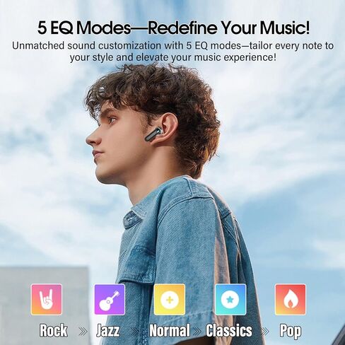 سماعات أذن لاسلكية، سماعات رأس بلوتوث 5.4، شاشة تعمل باللمس متعددة الوظائف مع 5 أوضاع EQ، وسادات أذن 48 ساعة مع خاصية إلغاء الضوضاء/وضع الشفافية، سماعات أذن بلوتوث IPX7 لأجهزة Android/iOS in Kuwait