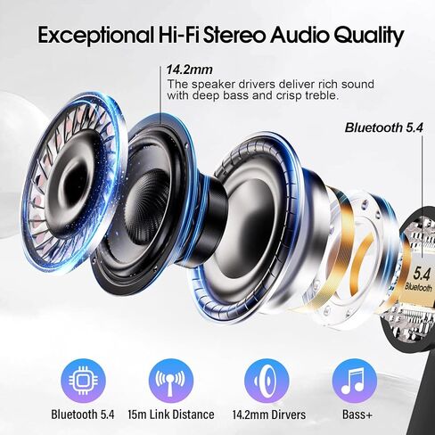 سماعات أذن لاسلكية، سماعات رأس بلوتوث 5.4، شاشة تعمل باللمس متعددة الوظائف مع 5 أوضاع EQ، وسادات أذن 48 ساعة مع خاصية إلغاء الضوضاء/وضع الشفافية، سماعات أذن بلوتوث IPX7 لأجهزة Android/iOS in Kuwait