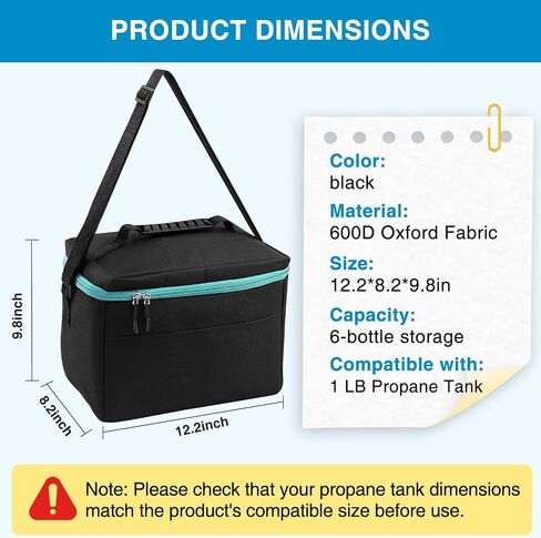1 lb Propane Tank Carry Bag with Padding Mini Fuel ​Cylinder Carry Bags Case for 6-Pack ​Propane Tanks 16 OZ with Adjustable Strap in Saudi Arabia
