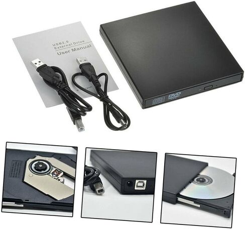 Portable USB External CD Rw Optical Drive Compact CD Burner with Plug and Play Compatible with Laptop and Desktop Black USB Mobile Optical Drive in Saudi Arabia