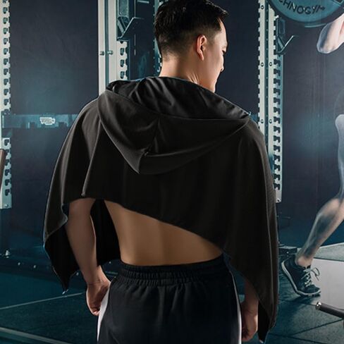 Cooling Hoodie Towel,Large-Sized Quick Drying for Face and Neck,Suitable for Sports, Camping, Beaches and Outdoor Activities,Black in Saudi Arabia