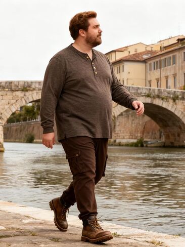 قمصان Derminpro للرجال كبيرة وطويلة من القطن خفيفة الوزن وأكمام طويلة من Henley تي شيرت ناعم كاجوال بأزرار in Kuwait