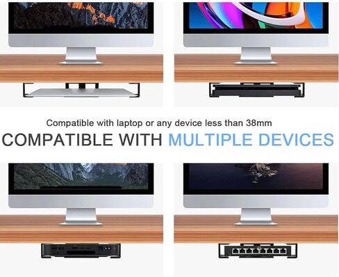 Under Desk Laptop Mount, Metal Under Desk Shelf Holder for Laptop Keyboard with Anti Scratch Silicone, Aluminum Alloy Metal Shelf Device Holder for TV Box (Silver) in Saudi Arabia