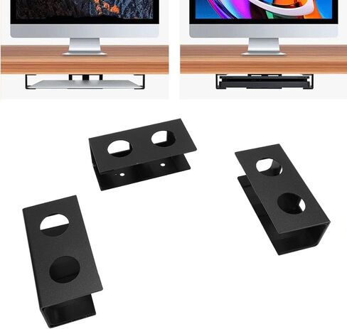 Under Desk Laptop Mount, Metal Under Desk Shelf Holder for Laptop Keyboard with Anti Scratch Silicone, Aluminum Alloy Metal Shelf Device Holder for TV Box (Silver) in Saudi Arabia