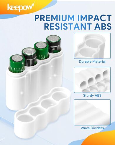 KEEPOW Battery Case Organizer for AA & AAA Batteries, Stackable or Mounted Vertical Storage Battery Dispenser for Home, Workshop, Garage, 2 Pack in Saudi Arabia