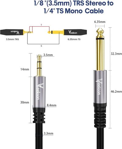 كابل محول صوت RCA إلى 3.5 مم أحادي Aux بطول 6 أقدام، 1/8 بوصة ذكر أحادي إلى سلك تحويل ذكر RCA، قابس مطلي بالذهب لمكبرات الصوت، ومضخم الصوت، وكابل تشغيل لمضخم الصوت المسبق، والتلفزيون in Saudi Arabia