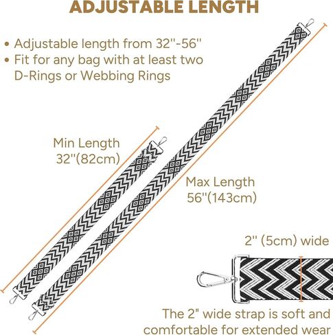 BAKKO 2" Wide Bag Shoulder Strap Replacement for Crossbody Handbags Purses Messenger Duffel Bags Silver Metal Hardware Adjustable Length from 31" to 57" - Jacquard Camouflage With Silver Metallic Yarn in Saudi Arabia