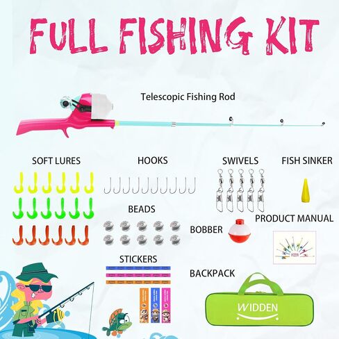 WIDDEN Kids Fishing Pole Set with Full Starter Kits for Toddler Boys Girls in Kuwait