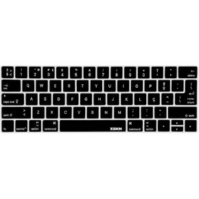 غطاء لوحة المفاتيح باللغة البرتغالية XSKN لجهاز 2016 Touch Bar MacBook Pro 13 (A2159 A1989 A1706) وMacBook Pro 15 (A1990 A1707)، بالإضافة إلى هدية حامي شريط اللمس، تصميم الولايات المتحدة والاتحاد الأوروبي (أسود) in Saudi Arabia