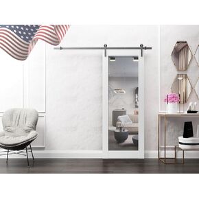 سارتودورس لوسيا 1299 | باب حظيرة داخلي منزلق فردي مع مرآة، من الخشب الصلب، 42 × 96، أبيض، طراز حديث | الأجهزة متضمنة in Kuwait