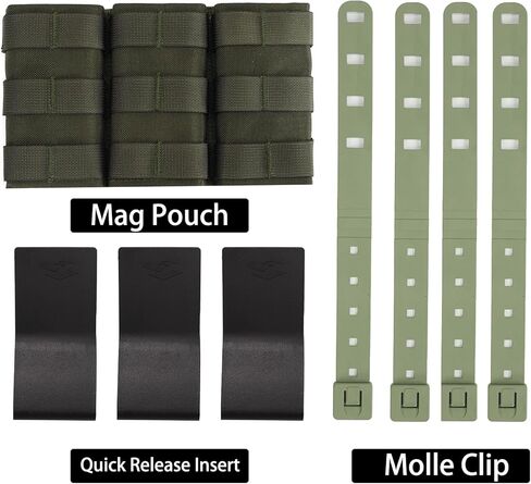 Triple Molle Mag Pouch 5.56 حامل مجلات تكتيكي مفتوح من الأعلى M4 M16 مع إطلاق سريع، 1000D أكسفورد، تصميم سريع الفصل لعشاق التكتيكات، ورياضات الرماية، والأنشطة الخارجية in Kuwait