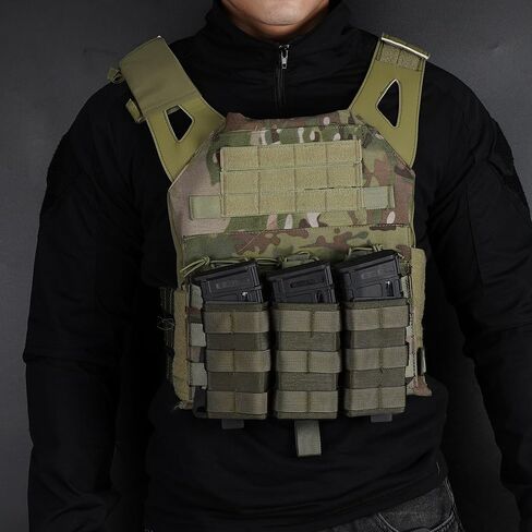 Triple Molle Mag Pouch 5.56 حامل مجلات تكتيكي مفتوح من الأعلى M4 M16 مع إطلاق سريع، 1000D أكسفورد، تصميم سريع الفصل لعشاق التكتيكات، ورياضات الرماية، والأنشطة الخارجية in Kuwait