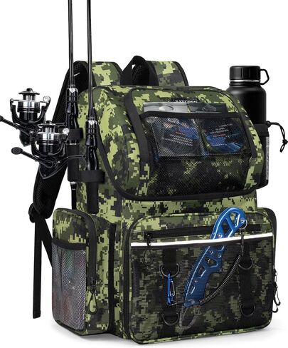Fishing Backpack, Large Water Resistant Tackle Bag Storage Fishing Gear and Equipment, Built-in Cooler Compartment Green in Saudi Arabia