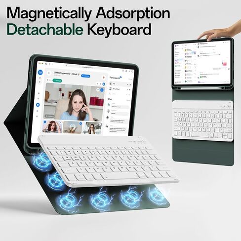 Keyboard Case for iPad Air 11 inch M3 2025 M2 2024, for iPad Air 5th/4th Generation 10.9 inch with Pencil Holder, Detachable Wireless Bluetooth Keyboard, Soft TPU Cover (Dark Green) in Kuwait