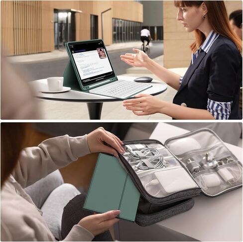 Keyboard Case for iPad Air 11 inch M3 2025 M2 2024, for iPad Air 5th/4th Generation 10.9 inch with Pencil Holder, Detachable Wireless Bluetooth Keyboard, Soft TPU Cover (Dark Green) in Kuwait