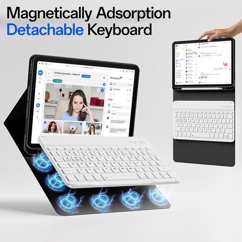 حافظة لوحة مفاتيح لجهاز iPad Air 11 بوصة M3 2025 M2 2024، لجهاز iPad Air الجيل الخامس/الرابع 10.9 بوصة مع حامل أقلام، لوحة مفاتيح بلوتوث لاسلكية قابلة للفصل، غطاء ناعم من مادة TPU (أخضر داكن) in Kuwait