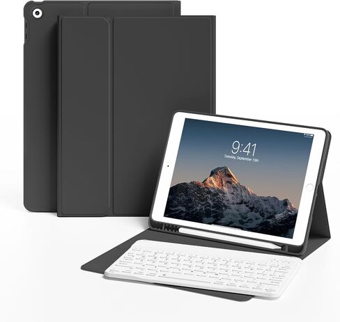 حافظة لوحة مفاتيح لجهاز iPad الجيل التاسع 10.2 بوصة 2021 مع حامل قلم رصاص، ظهر ناعم من مادة TPU، غطاء حامل لوحة مفاتيح قابل للفصل مغناطيسي لجهاز iPad 9th/8th/7th Gen (رمادي) in Kuwait