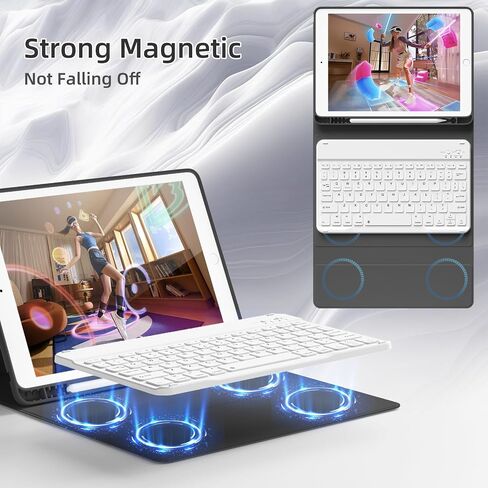 حافظة لوحة مفاتيح لجهاز iPad الجيل التاسع 10.2 بوصة 2021 مع حامل قلم رصاص، ظهر ناعم من مادة TPU، غطاء حامل لوحة مفاتيح قابل للفصل مغناطيسي لجهاز iPad 9th/8th/7th Gen (رمادي) in Kuwait