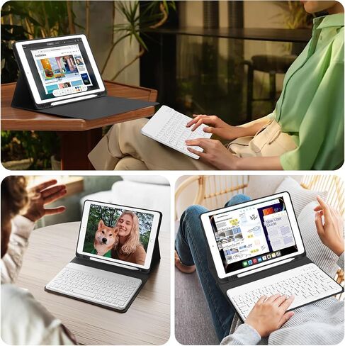 حافظة لوحة مفاتيح لجهاز iPad الجيل التاسع 10.2 بوصة 2021 مع حامل قلم رصاص، ظهر ناعم من مادة TPU، غطاء حامل لوحة مفاتيح قابل للفصل مغناطيسي لجهاز iPad 9th/8th/7th Gen (رمادي) in Kuwait