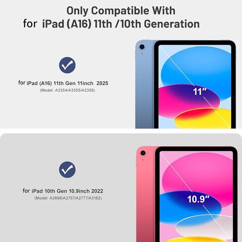 حافظة لجهاز iPad (A16) الجيل الحادي عشر/العاشر مع لوحة مفاتيح، متعددة الزوايا، غطاء لوحة مفاتيح بلوتوث لاسلكية قابلة للفصل مع حامل قلم لجهاز iPad A16 11/10.9 بوصة 2025 2022 (وردي) in Kuwait