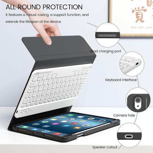 حافظة مع لوحة مفاتيح لجهاز iPad الجيل 11/10 مع حامل أقلام، غطاء لوحة مفاتيح بلوتوث لاسلكي قابل للفصل مغناطيسيًا لجهاز iPad 11 بوصة A16 2025 الجيل العاشر 10.9 بوصة 2022، وردي in Kuwait