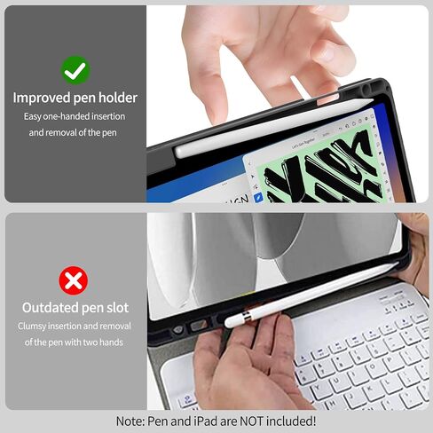 حافظة مع لوحة مفاتيح لجهاز iPad الجيل 11/10 مع حامل أقلام، غطاء لوحة مفاتيح بلوتوث لاسلكي قابل للفصل مغناطيسيًا لجهاز iPad 11 بوصة A16 2025 الجيل العاشر 10.9 بوصة 2022، وردي in Kuwait