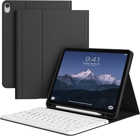 حافظة لجهاز iPad (A16) الجيل الحادي عشر/العاشر مع لوحة مفاتيح، متعددة الزوايا، غطاء لوحة مفاتيح بلوتوث لاسلكية قابلة للفصل مع حامل قلم لجهاز iPad A16 11/10.9 بوصة 2025 2022 (وردي) in Kuwait