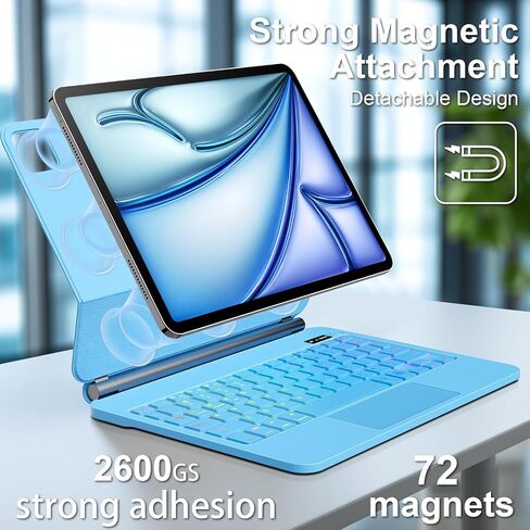 for iPad Air 13 Inch Case Keyboard(M3/M2, 2025/2024) & iPad Pro 12.9-inch(6th/5th/4th/3rd Gen), Magic-Style Magnetic Keyboard Case with 7-Color Backlight, Multi-Touch Trackpad Keyboard for iPad in Saudi Arabia