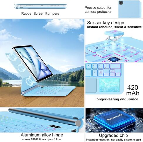 for iPad Air 13 Inch Case Keyboard(M3/M2, 2025/2024) & iPad Pro 12.9-inch(6th/5th/4th/3rd Gen), Magic-Style Magnetic Keyboard Case with 7-Color Backlight, Multi-Touch Trackpad Keyboard for iPad in Saudi Arabia
