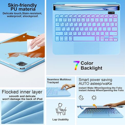 for iPad Air 13 Inch Case Keyboard(M3/M2, 2025/2024) & iPad Pro 12.9-inch(6th/5th/4th/3rd Gen), Magic-Style Magnetic Keyboard Case with 7-Color Backlight, Multi-Touch Trackpad Keyboard for iPad in Saudi Arabia