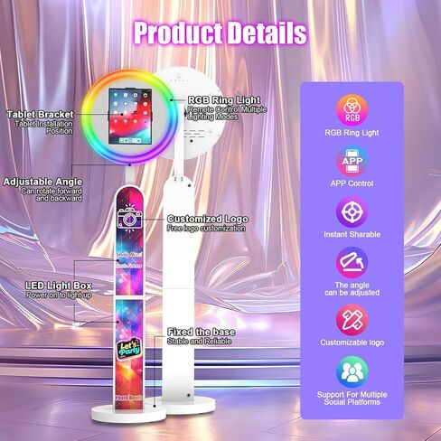 Photo Booth with Software, RGB Ring Light & Rolling Base - Portable Party & Wedding Essential in Saudi Arabia