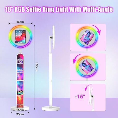 Photo Booth with Software, RGB Ring Light & Rolling Base - Portable Party & Wedding Essential in Saudi Arabia