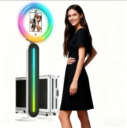 آلة كشك الصور ذات تصميم خفيف الوزن، وإضاءة حلقية RGB وقاعدة متدحرجة - لتجمعات الأعمال والاجتماعية in Saudi Arabia