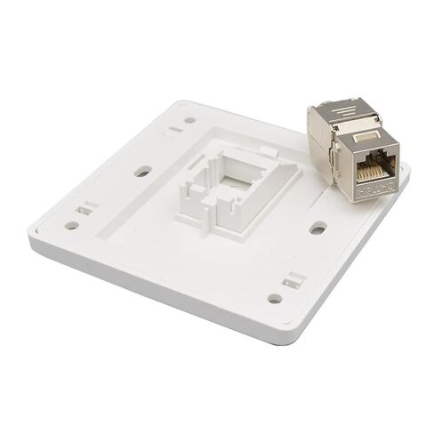 1 مقبس CAT6A RJ45 لوحة حائط CAT.6A 10 جيجابايت واجهة إيثرنت LAN 86 × 86 مم أبيض in Kuwait