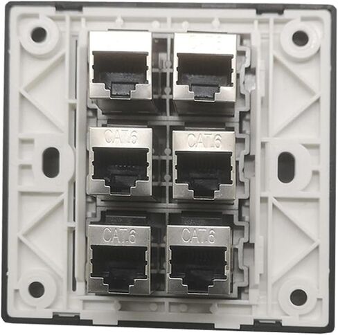 لوحة حائط ومقبس أنثى محمية بـ 6 منافذ CAT6 RJ45 (أسود) 86 × 86 مم in Saudi Arabia