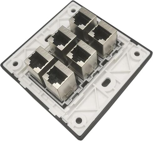 لوحة حائط ومقبس أنثى محمية بـ 6 منافذ CAT6 RJ45 (أسود) 86 × 86 مم in Saudi Arabia