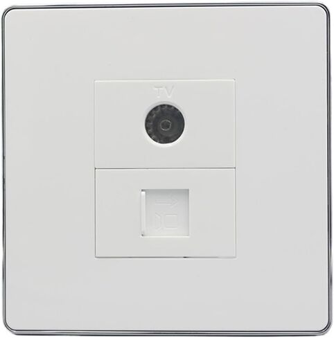 مقبس لوحة حائط للتلفزيون التناظري مع لوحة CAT6 RJ45 LAN مقاس 86 × 86 مم in Saudi Arabia