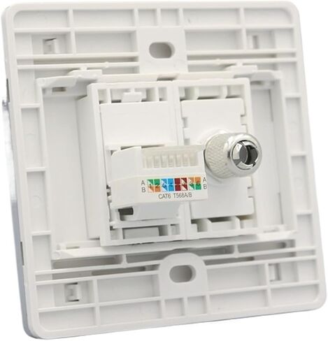 مقبس لوحة حائط للتلفزيون التناظري مع لوحة CAT6 RJ45 LAN مقاس 86 × 86 مم in Saudi Arabia